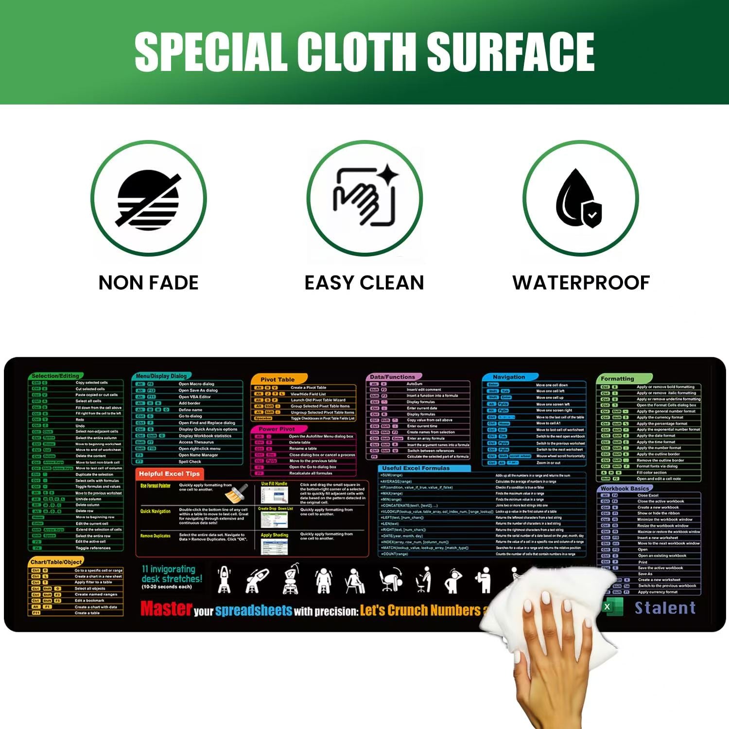 Optimized version excel cheat sheet mouse pad