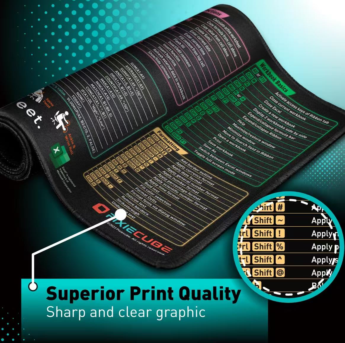 Focused version excel cheat sheet mouse pad