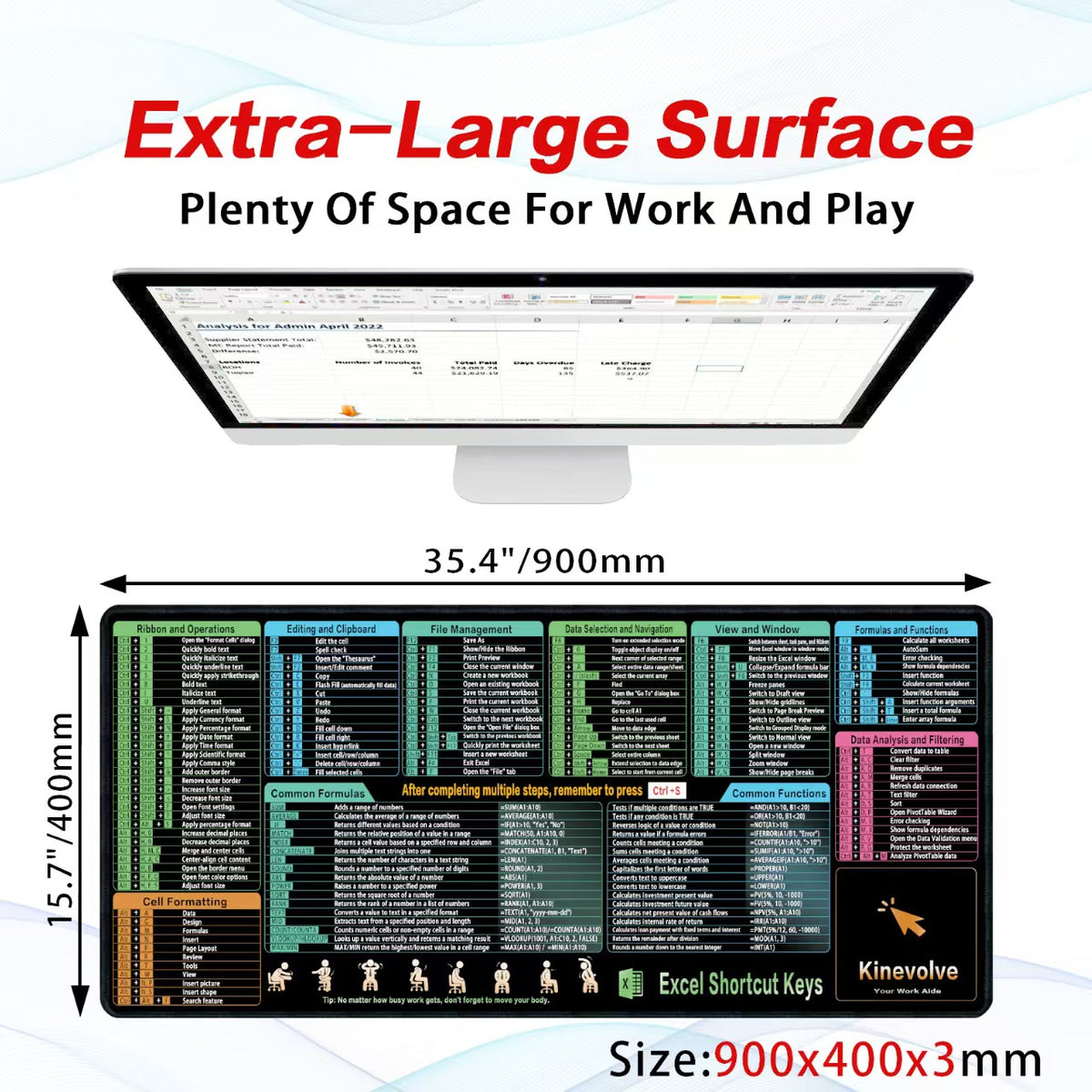 Advanced version excel cheat sheet mouse pad