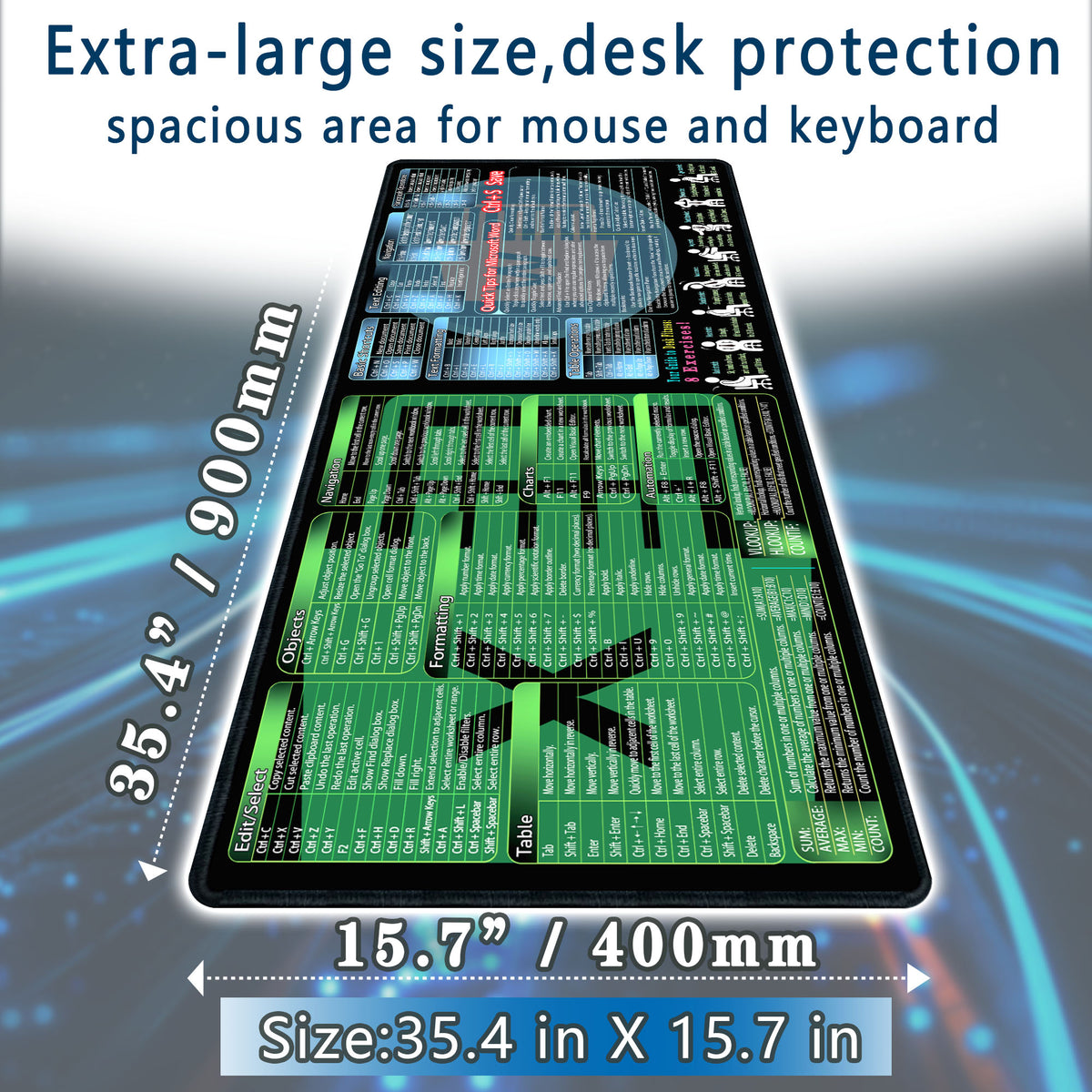 Excel-Word shortcut keys mouse pad